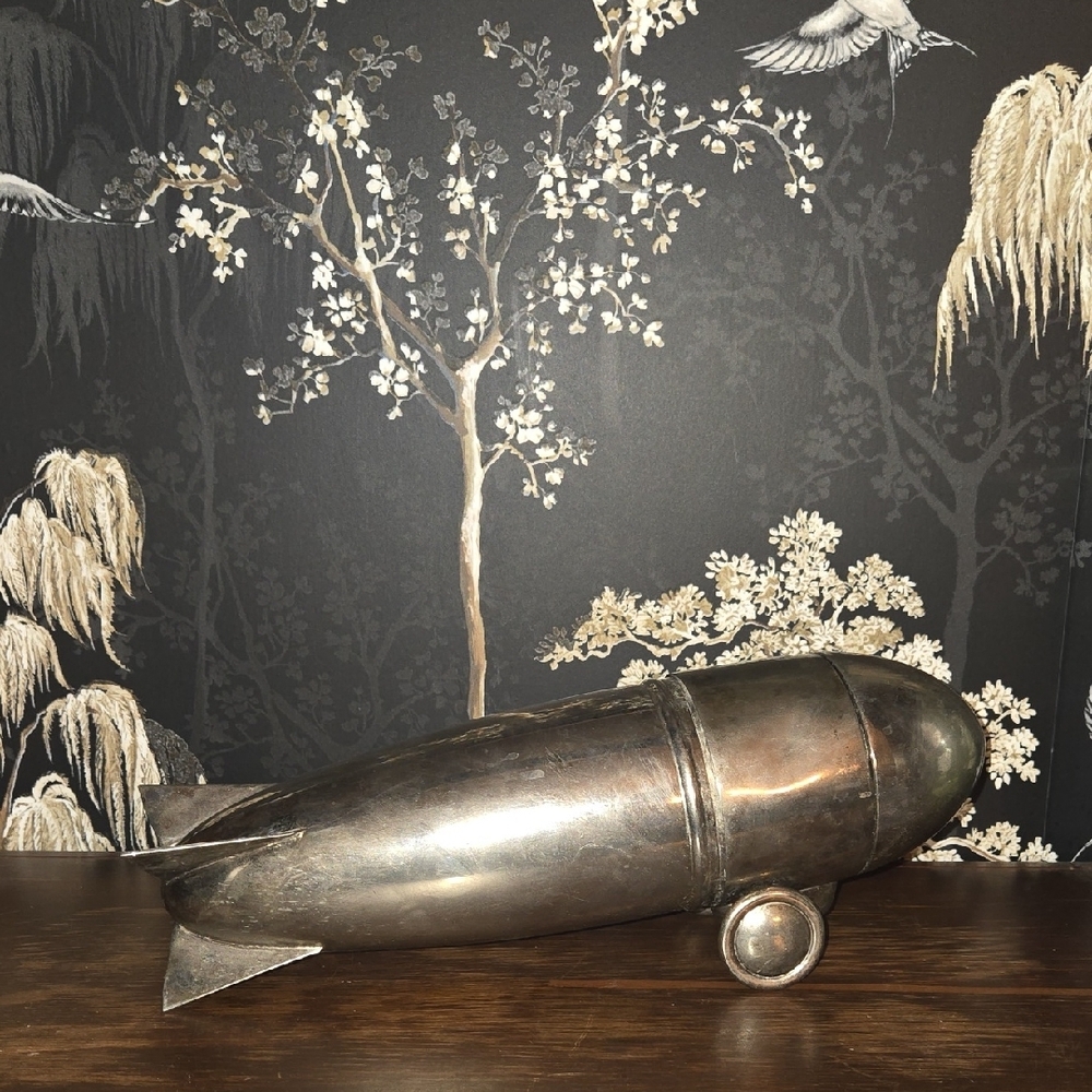 Silver Decorative Rocket Sculpture